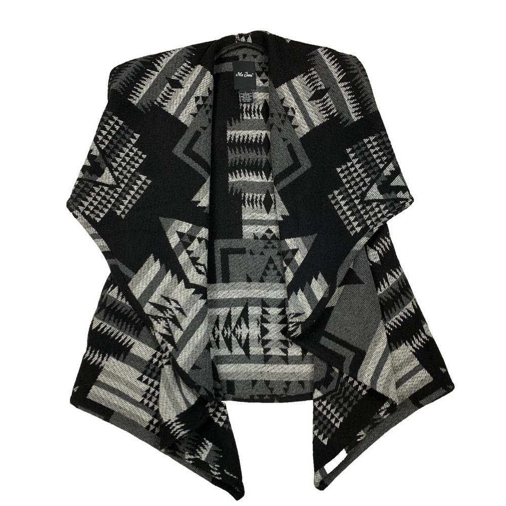 Me Jane Cardigan Womens Large Aztec Open Front Draped‎ Tribal Boho Sweater